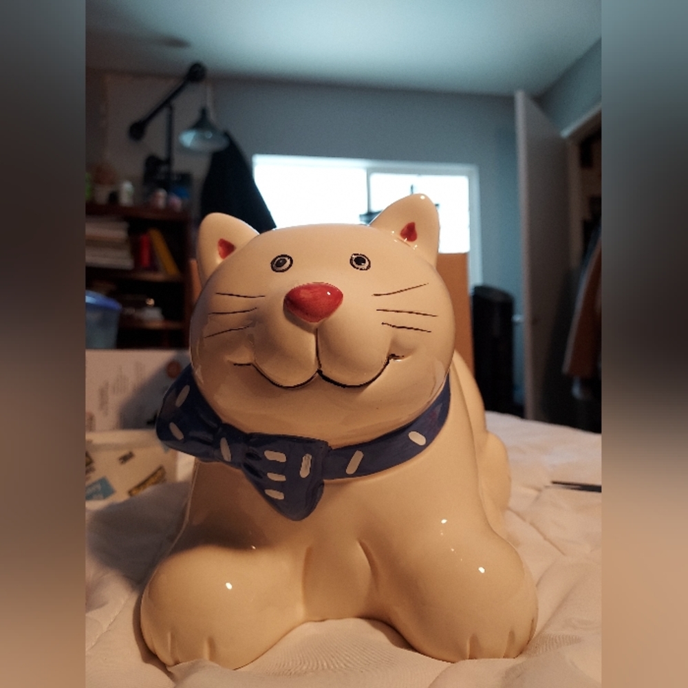 Coco Dowley Cat and Fish Cookie Jar